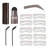 Nivofu Kit Pochoir Sourcils Maquillage Femme - Tampon Sourcils Poudre Waterproof avec 10 Modèles Réutilisables, Pinceau et Rasoir, Effet Naturel Longue Durée, Coloration Sourcil Instantanée