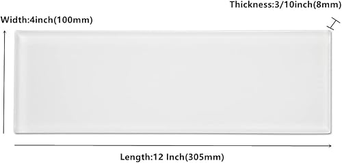 Miniatura 3 de Azulejos de cristal de metro de 4 x 12 pulgadas, color blanco brillante para pared de cocina, baño, paquete de 12 hojas