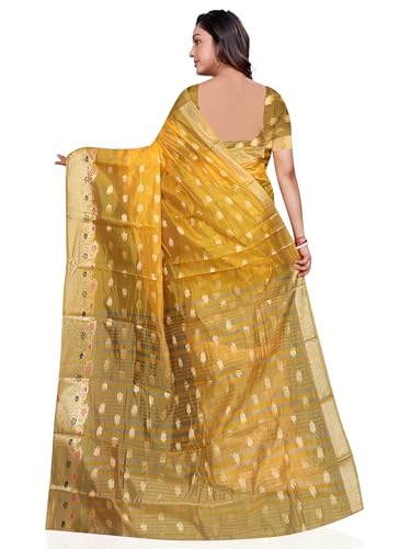Image of Sarees for Women Wear Organza Silk Banarasi Sari Kanjivaram Soft Pure Paithani Wedding Original Kanchipuram Pattu Sadi with Blouse Piece 2026 (Gulab)