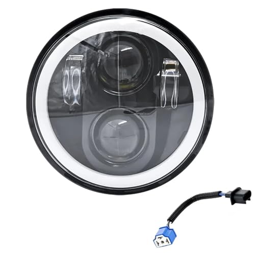 Lampe phare avant de moto avec anneau lumineux DRL pour virées nocturnes