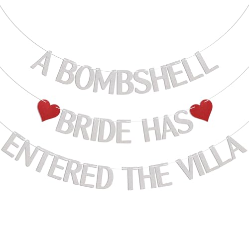 Image of A Bombshell Bride Has Entered The Villa Banner, Bombshell Villa Bridesmaid Party Decor, Island Beach Bachelorette Party Decorations Silver