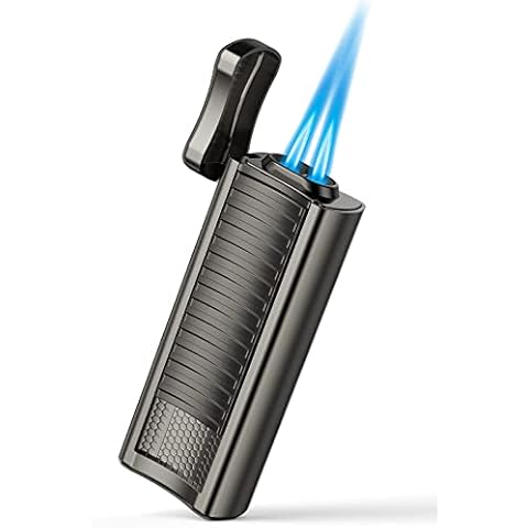 Torch Lighter, Kollea Refillable Butane Lighter, Double Jet Flame Lighter with Punch and Cigar Stand, Cool Idea Gift for Men (Butane Gas Not Included) Cover