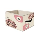 Evcprz Trendy Pink Leopard Print Lucky 8 Ball Lip Leopard Storage Bin Box with Handles, Y2 Preppy Cheetah Print Foldable Clothes Toys Books Storage Basket Organizer Toybox for Girls Room Dorm