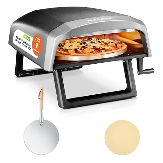 NutriChef Outdoor Pizza Oven with 360° Rotating Pizza Stone | Adjustable Heat Control Dial, Includes Pizza Peel, Stone & Regulator with Hose | Cooks 12" Pizza in 60 seconds | 25.2 x 16.1 x 14 IN