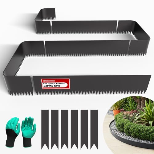 20ft. 6-Pack Galvanized Steel Landscape Edging - 40 L x 6 H Lawn Edging with 6 Stakes Hammer-in Metal Garden Border for Landscaping Lawn & Yard (Black)