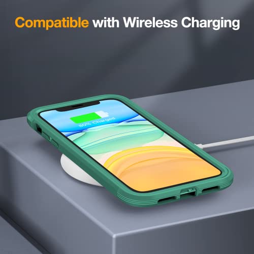 Image of Miracase Glass Series for iPhone 11 Case 6.1 inch, Upgraded Full-Body Rugged Phone Bumper Case Cover with Built-in 9H Tempered Glass Screen Protector and Camera Protector, Light Green