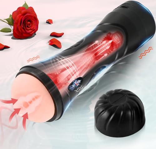 Automatic Male Heat Masterburbatar Hands Free,10X Vibrates Sucking Realistic Textured Pocket Puzzy...