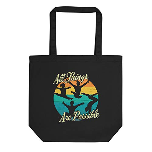 Girls Gymnastics - All Things are Possible Cotton Tote Bag 16x14.5” Black