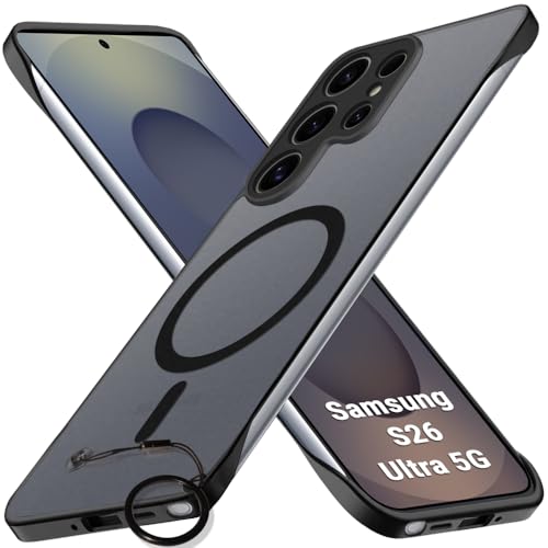 Image of TheGiftKart Hybrid Ultimate Slim Back Case Cover for Samsung Galaxy S26 Ultra 5G | Lightweight Profile | Hard Back Cover Case (PC & TPU, Frosted Matte Translucent, MagSafe Compatible, Black Sides)