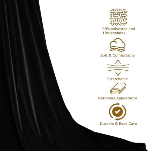 Black Stretch Velvet Fabric 66 Inch Wide, 1 Yard Soft Stretch Fabric for Sewing Clothes, Apparel, Costume, Crafts 90% Polyester 10% Spandex — view 3
