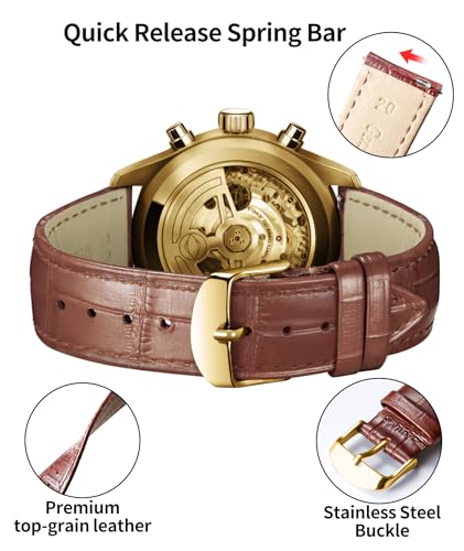 Image of BINLUN Leather Watch Band Genuine Calfskin Replacement Watch Strap Quick Release Crocodile Pattern 10 Colors 13 Sizes for Men Women(10mm,12mm,14mm,16mm,17mm,18mm,19mm,20mm,21mm,22mm,23mm,24mm)