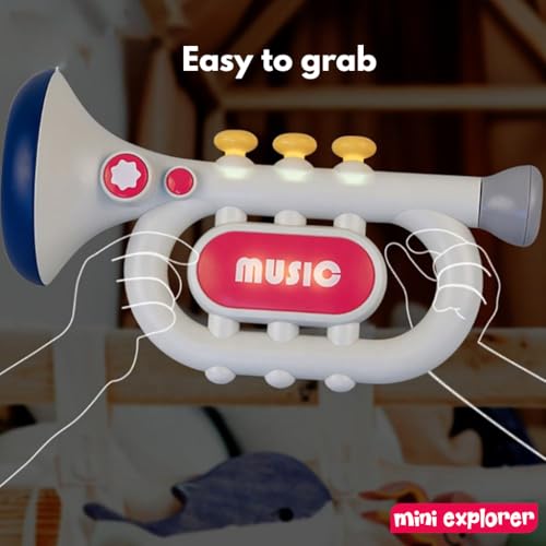Image of Mini Explorer Interactive Kids Trumpet Toy with Lights & Sounds | 3 Play Modes - Auto, Manual & Learning | Musical Instrument for Toddlers Ages 3+ | Battery Operated | Educational Musical Toy Gift