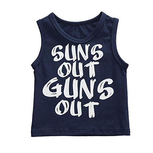 Toddler Place Boys Sun's Out Guns Out Tank Top Sleeevless T Shirt (Navy, 5-6T)