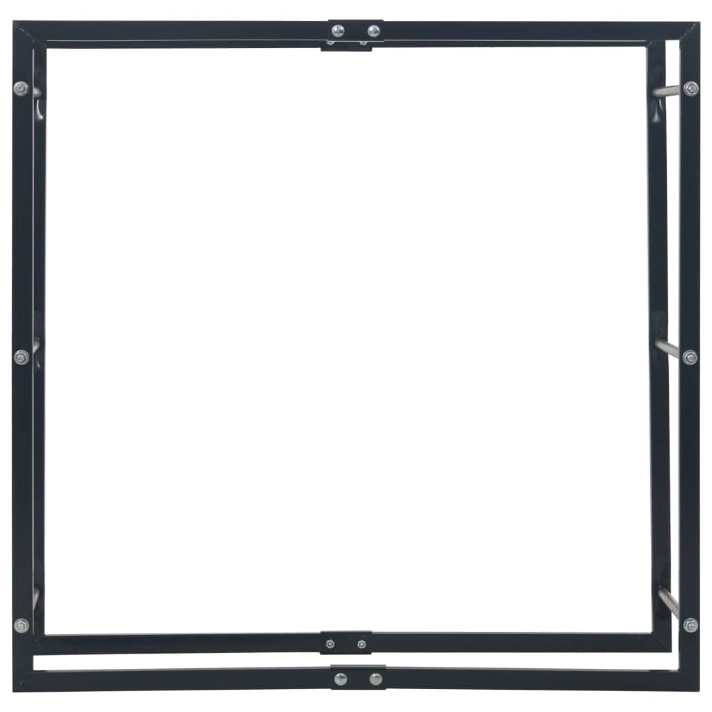 Brennholzregal Schwarz aus Stahl 100 x 25 x 100 cm, Kaminholzregal für Innen und Außen, Holzstaender, Holzlager, stapeln und ordnung im Wohnzimmer, Terrasse, Garten