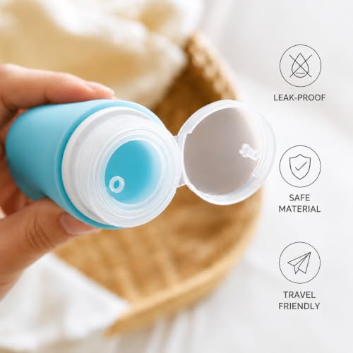 Image of INSFIT Travel Bottles for Toiletries, TSA Approved 3oz Travel Size Containers, BPA Free Leak Proof Squeezable Silicone Tubes for Shampoo Conditioner Lotion Body Wash with Labels