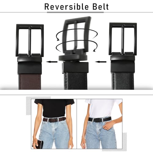 Women's Reversible Genuine Leather Belt, Two-Tone for Jeans & Dress, Formal Belt3