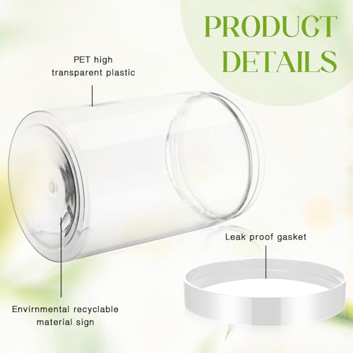 Image of Patelai 4 Pcs Plastic Jars Wide Mouth with Lids,27 Ounce,Clear