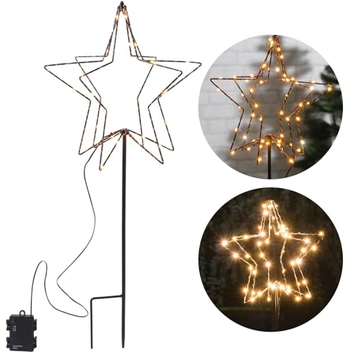 bonsport LED Gartenstecker Weihnachten Stern 80 cm - Weihnachtsdeko...