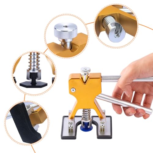 Image of STHIRA Car Dent Repair Tool Kit, Includes Manual Alloy Spring Loaded Dent Pulling Tool, Suction Cup Dent Puller, Hot Glue Gun, 18Pcs Dent Repair Pads, Scraping Tool