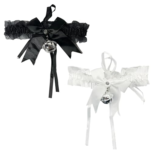 duoyif Gothic Spitze Choker 2Stk Punk Spitze Choker Mit Schleifen, Rock Choker Halsband Schwarz Weiß, Gothic Choker Halskette Für Damen Mädchen...