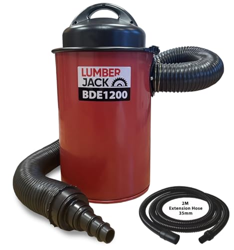 LUMBER JACK 50 Liter Dust Extractor with 1200W Motor, 2 Meter Hose for Woodworking Chip Collection, 240V, includes 5 Piece Reducer Set