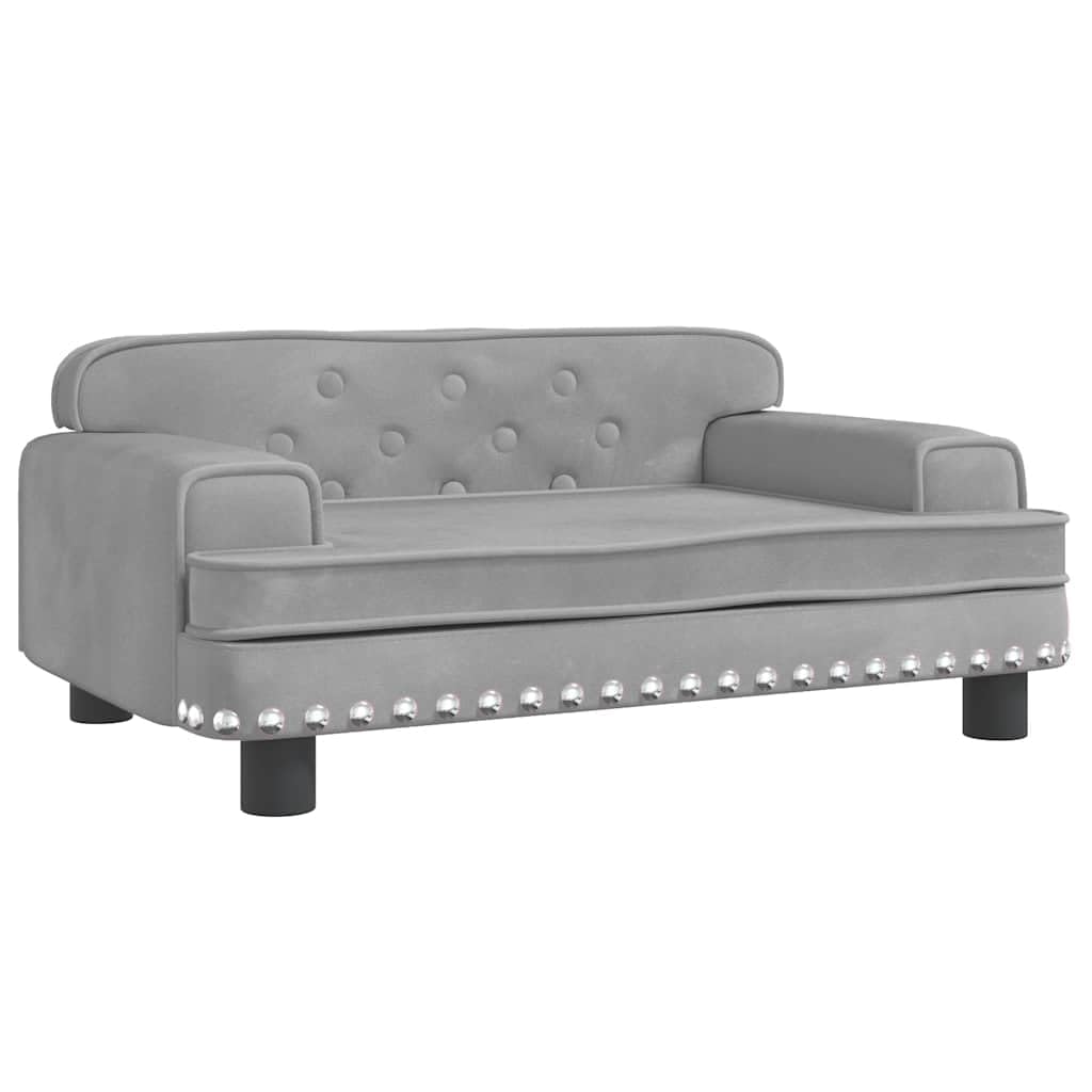 vidaXL Hundebett, Hundekissen mit weicher Polsterung, Hundesofa Hundecouch für kleine Hunde Haustiere, Haustierbett Katzenbett, Hellgrau Samt