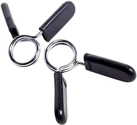 Renquen 1 Pair of 1-Inch Spring Locks to Lock the Weight Dumbbells,Spring Clips Clamps Collars for Barbell Dumbbell Weight Bar With Rubber Grip, Standard