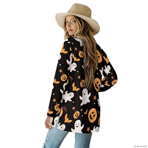 Image of Forchrinse Red Ladybug Cardigan for Women Causal Long Sleeve Open Front Cardigans Sweater Fashion 2024 Fall Coat with Pockets