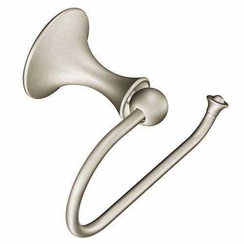 Moen DN7708BN Lounge Collection Single Post European Toilet Paper Holder with Hardware, Spot Resist Brushed Nickel