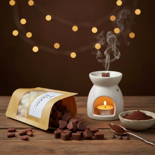 Image of Wax Melts | Organic Soy Wax | Essential Oil Infused | Chocolate Fragrance | Heart Shape Aroma Melts | Sweet Room Freshener | Safe Smoke-Free Home Scent | 80 GMS