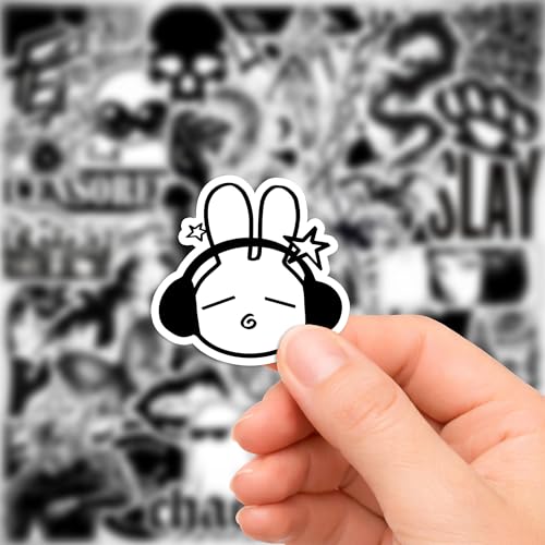 Image of Black Aesthetic Sticker Pack 45+ Pieces | Glossy Premium Vinyl | Waterproof, Scratch & Fade Resistant | Durable Stickers for Laptop, Bottle, Scrapboks, Phone, Bike & More