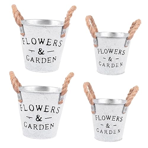 ORFOFE 4 pièces Lot de Seaux Vintage pour Plantes Pots de Fleurs Rétro avec Décoration Intérieure et Extérieure pour Jardin Balcon et Potager