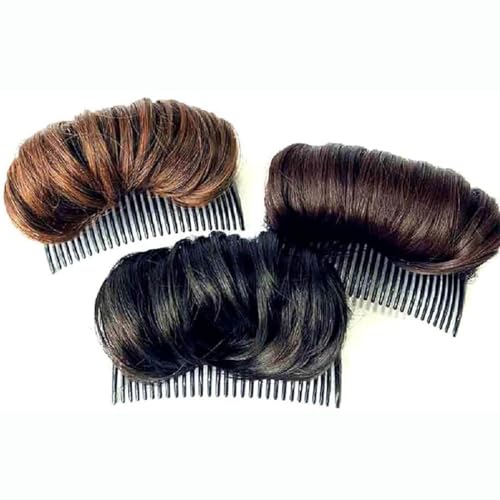 Dark Brown Invisible False Hair Clip, Hair Base Bump Insert Tool for Volume and Princess Styling, Hair Bun and Crown Shapers Hair Accessories - Thumbnail 3