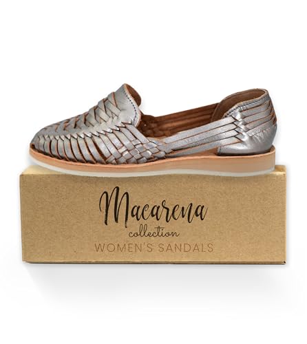 Image of Macarena Collection Womens Shoes Leather Sandal Flat for Women | Huarache Handmade Mexican Sandals | Comfortable & Stylish Womens Sandals 3050