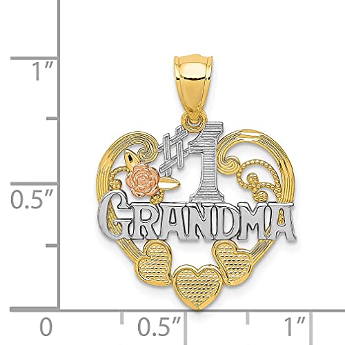 14k Two Tone Gold White Best Grandma Heart Necklace Charm Pendant Grma Grmot Love S/love Message Fine Jewelry For Women Gifts For Her - Image 5