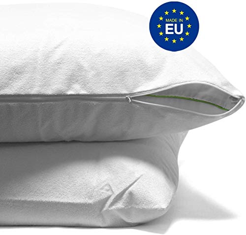 ZenPur - Fundas de almohada impermeables (2 unidades, 80 x 80 cm, transpirables, hipoalergénicas, antiácaros, antibacterianas)