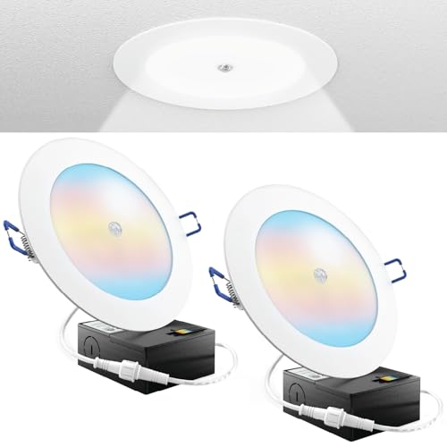 Sunco - Luz empotrable con sensor de movimiento LED de 6 pulgadas, luz empotrable delgada con caja de conexiones, 1000 lúmenes, CCT seleccionable 2700K/3000K/4000K/5000K/6000K, 14W UL/ETL 2 unidades