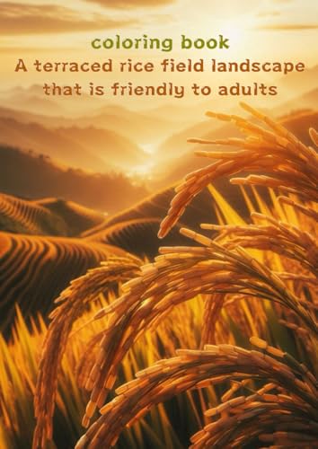 A terraced rice field landscape that is friendly to adults coloring book