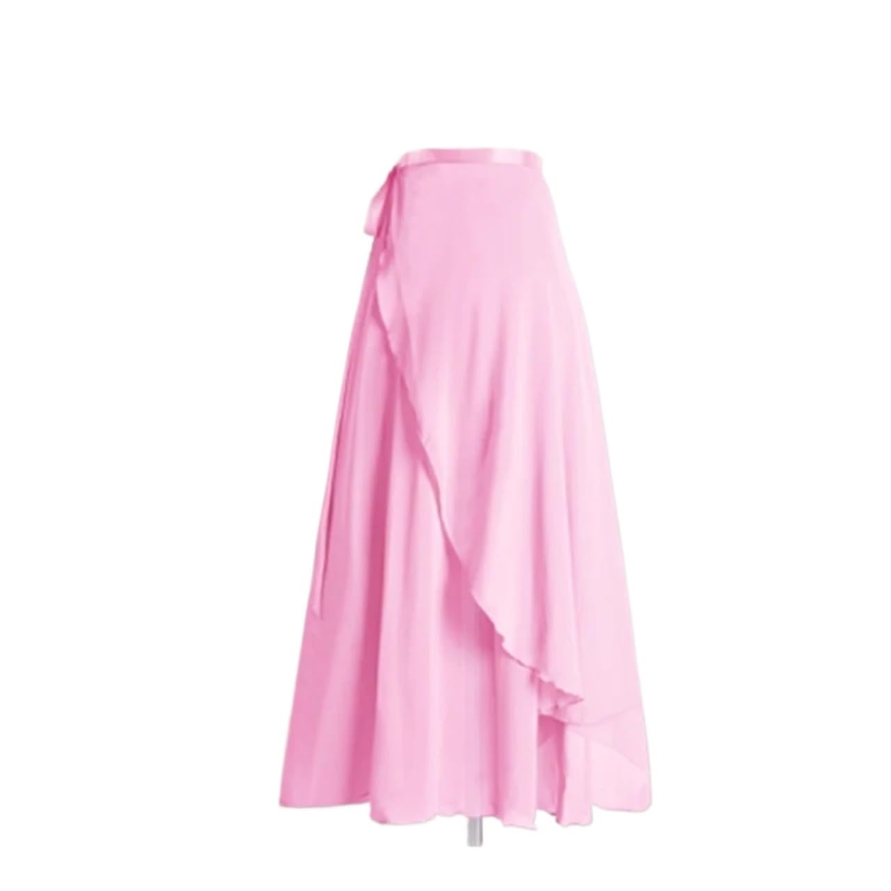Crepundia Women's Lt Pink Ballet Skirt ,Dance Leotard Chiffon Ballet Tutu Dance Skirt Skate Wrap Scarf Gymnastics Ballerina Lyrical Long Dress(Lt Pink)