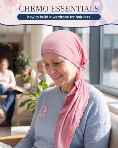 Image of Halfchet 4 Pcs Chemo Headwear for Women Pre Tied Cancer Caps Head Scarf Turbans for Women Patients Gifts
