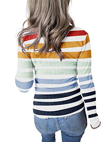 Image of MEROKEETY Women's 2025 Long Sleeve V Neck Ribbed Button Knit Sweater Solid Color Tops