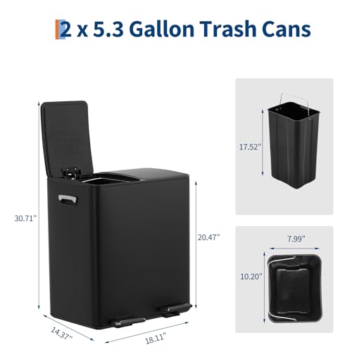 Caneca de Basura Doble 40 L Acero Inoxidable miniatura 2