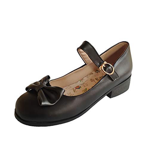 HILIB Woman's Middle Heel Vintage Lolita Shoes Cute Bowknot Mary Jane Shoes2