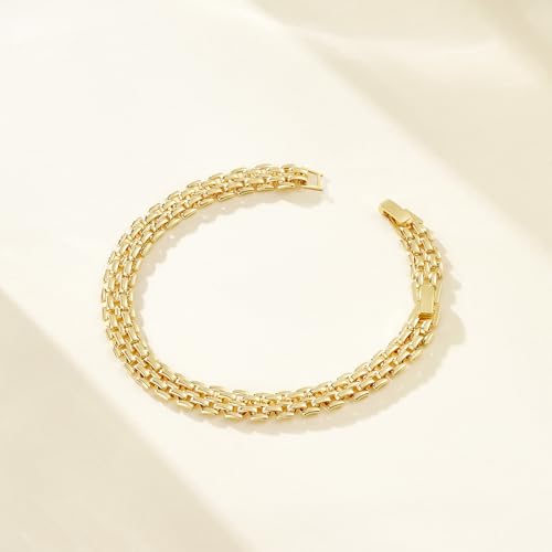 Image of KissYan Gold Ankle Bracelets for Women, 14K Gold Anklets Chunky Cuban Link Chain Summer Beach Foot Jewelry Gifts for Women