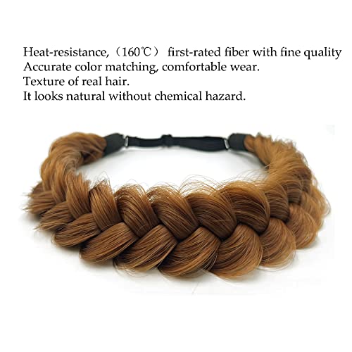 TOECWEGR Extensions Headband Hair Band Braided Classic Chunky Wide Plaited Wedding Fluffy Braids Wig Women Girl Beauty Accessory (A30BY) - Image 2