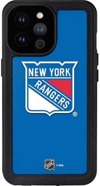 Skinit Waterproof Phone Case Compatible with iPhone 14 Pro Max - Officially Licensed NHL New York Rangers Solid Background Design