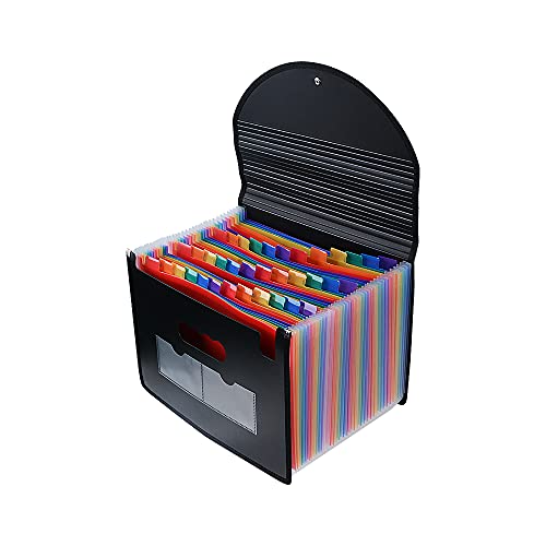 Uotyle Fächermappe, 36 Fächer, tragbar, Regenbogenfarben, A4, Dokumenten-Organizer, selbststehend, hohe Kapazität, Aufbewahrungstasche für Zuhause & Büro & Schule (36 Fächer mit Abdeckung) Cover