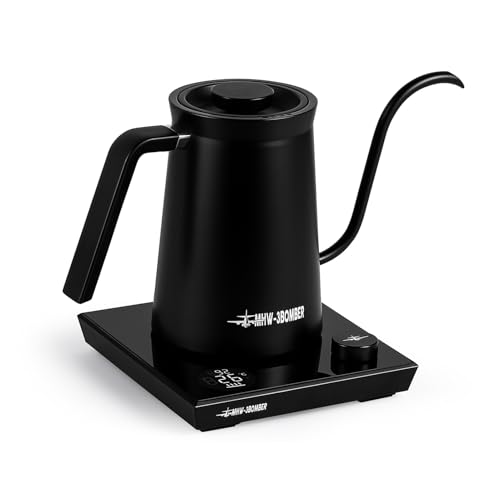 Hervidor de cuello de cisne, 600 ml de vertido eléctrico sobre el control de temperatura del hervidor de mantenimiento con el modo cálido apagado automáticamente, tetera con panel