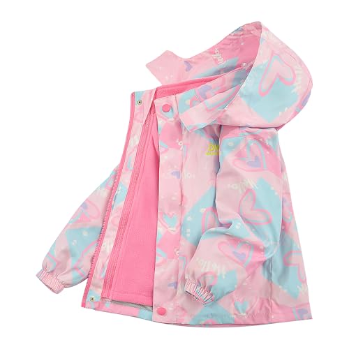Betusline Girls' Ski Jacket 3 in 1 Winter Jacket Waterproof Shell with Polar Fleece Coat, 2-12 Years2