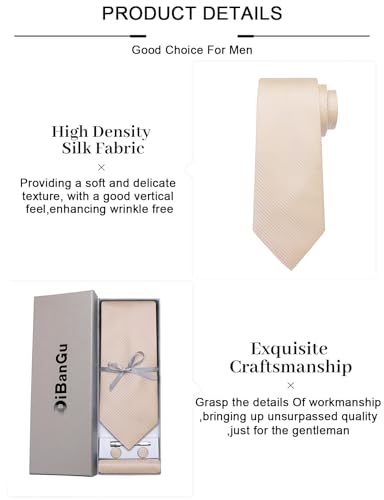 Image of DiBanGu Plaid Ties for Men Silk Checkered Necktie and Pocket Square Cufflinks Tie Clip Set with Gift Box for Wedding Business